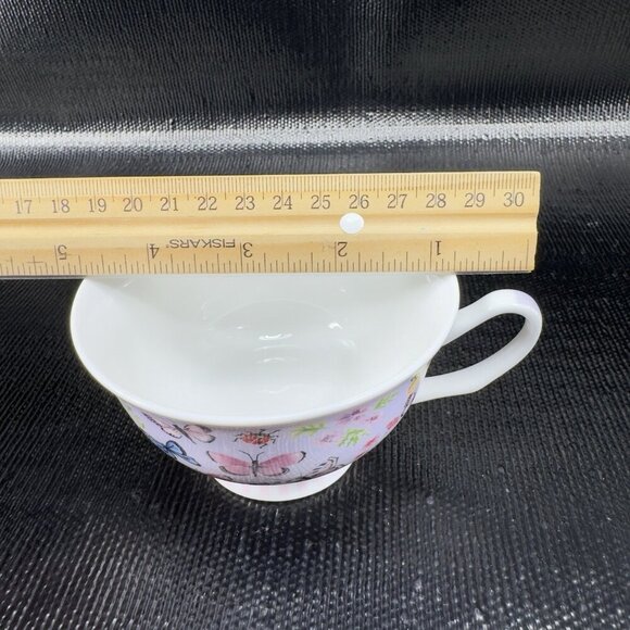 Harvest Green Studio Multicolor Butterfly Pattern Bone China Teacup Saucer Set - Picture 8 of 14